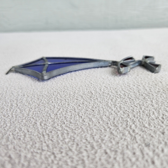 VTG Stained Glass Blue Kite Suncatcher Hanging Metal 6" Handcrafted - Picture 5 of 10